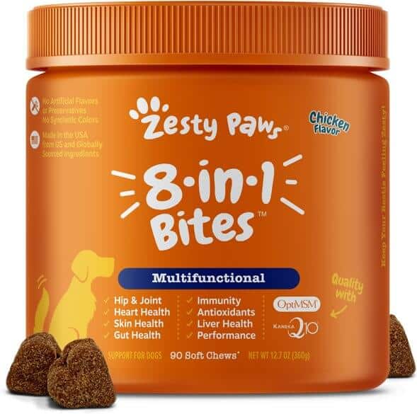 Zesty Paws 8-in-1 Bites Chicken Flavored Soft Chews Multivitamin for Dogs